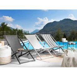 Beliani Tuinligstoel LOCRI - Grijs Polyester, Aluminium -Beroemde Tuinmeubel Winkel 75bbf13e1ae648948b3572c2d0260875