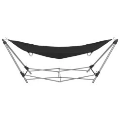 VidaXL Hangmat Met Inklapbare Standaard Zwart -Beroemde Tuinmeubel Winkel 83cae7630bde4cebb9bb7dc665db5427