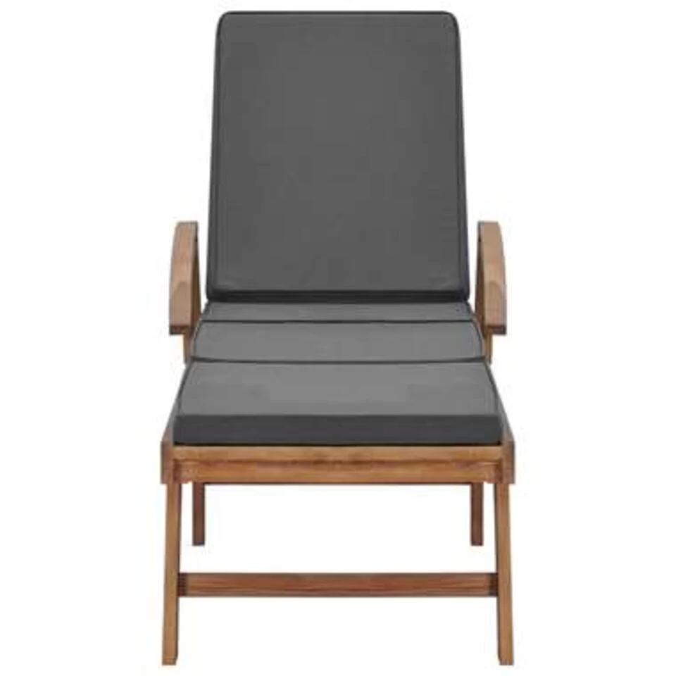 VidaXL Ligbed Met Kussen Massief Teakhout Donkergrijs 5 VidaXL Ligbed Met Kussen Massief Teakhout Donkergrijs - Afbeelding 3