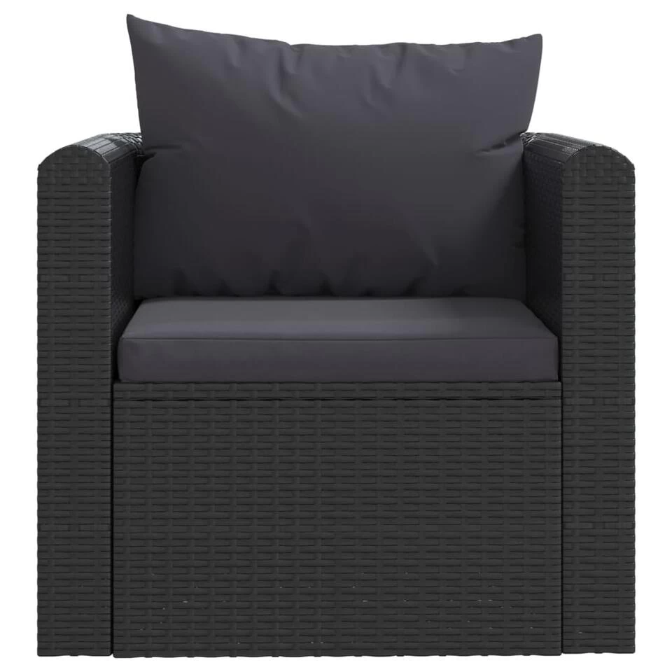 VidaXL Fauteuil Met Kussens Poly Rattan Zwart 5 VidaXL Fauteuil Met Kussens Poly Rattan Zwart - Afbeelding 3