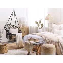 Beliani Hangstoel GABELLA - Zwart Katoen -Beroemde Tuinmeubel Winkel aee55501a2894f858c6fba082cb6387b