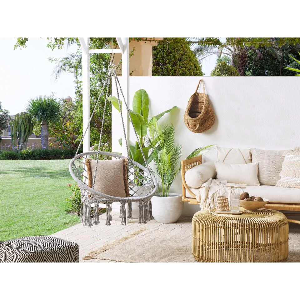 Beliani Hangstoel GABELLA - Grijs Katoen 4 Beliani Hangstoel GABELLA - Grijs Katoen - Afbeelding 2