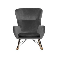 Beliani Schommelstoel ELLAN - Grijs Fluweel -Beroemde Tuinmeubel Winkel d62bec75d0834c28b7fb7c65256607da