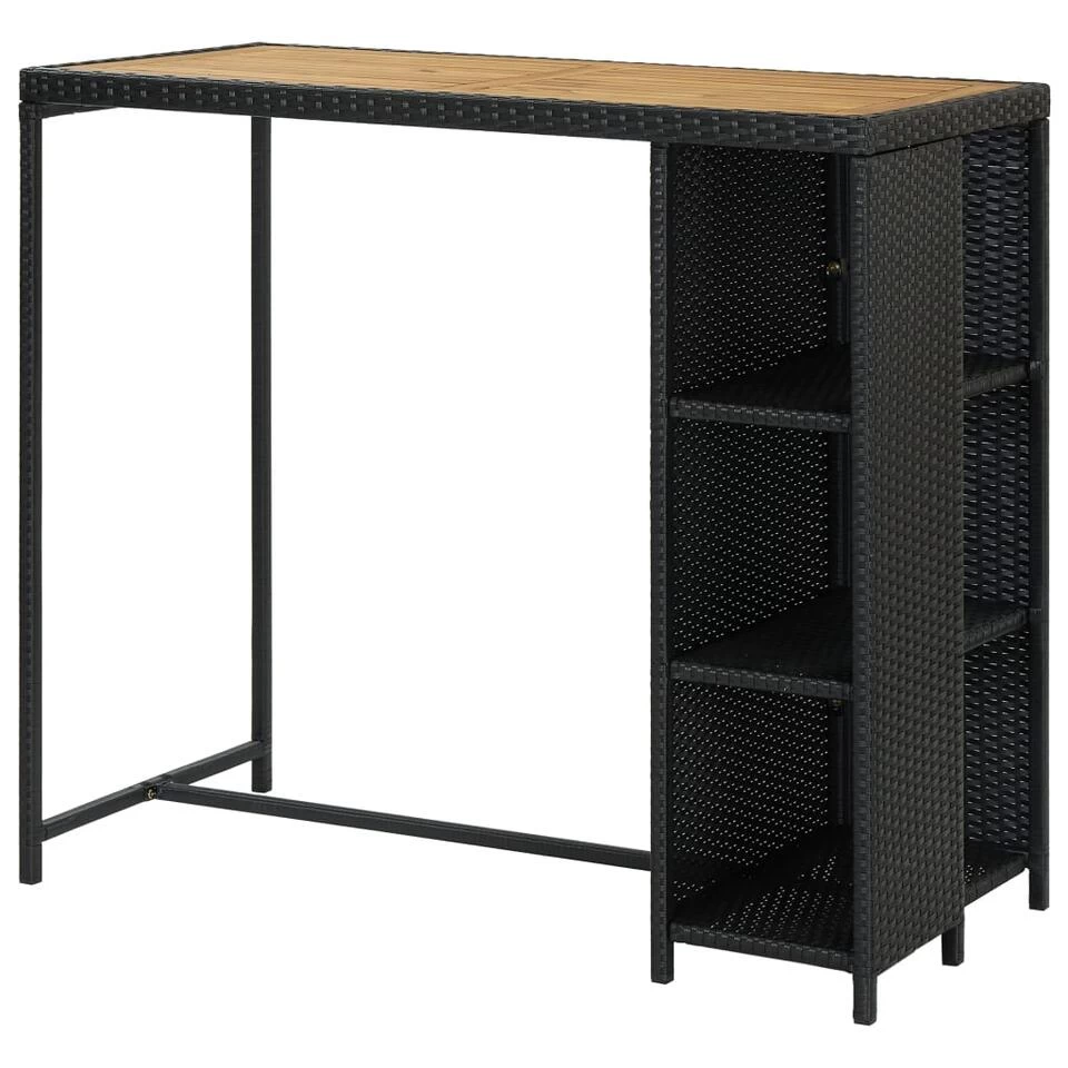 VidaXL Bartafel Met Opbergrek 120x60x110 Cm Poly Rattan Zwart 5 VidaXL Bartafel Met Opbergrek 120x60x110 Cm Poly Rattan Zwart - Afbeelding 3