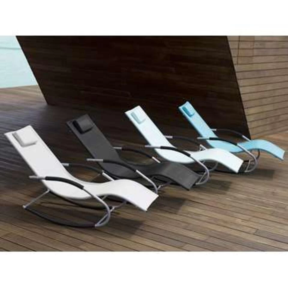 Beliani Tuinligstoel CARANO - Groen Staal, Textiel 4 Beliani Tuinligstoel CARANO - Groen Staal, Textiel - Afbeelding 2