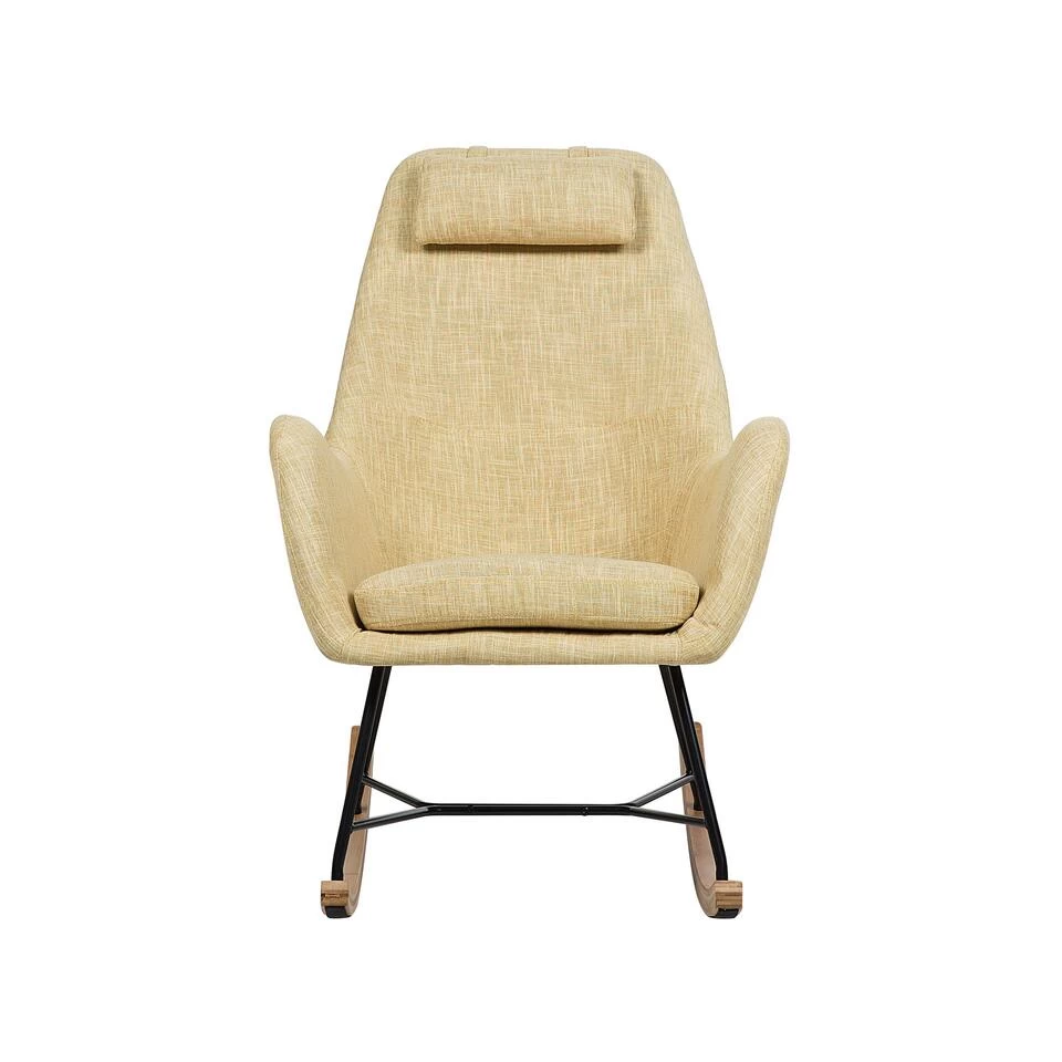 Beliani Schommelstoel ARRIE - Geel Polyester 6 Beliani Schommelstoel ARRIE - Geel Polyester - Afbeelding 4