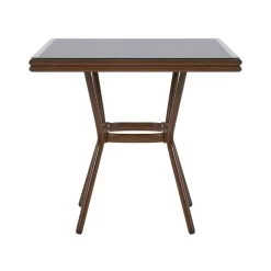 Beliani Tuintafel CASPRI - Donkere Houtkleur Aluminium -Beroemde Tuinmeubel Winkel e957b2a86f454e16a1bba188c143635a