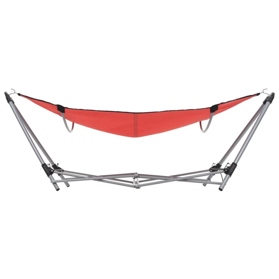 VidaXL Hangmat Met Inklapbare Standaard Rood 6 VidaXL Hangmat Met Inklapbare Standaard Rood - Afbeelding 4