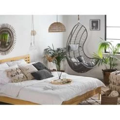 Beliani Hangstoel PINETO - Grijs Pe Rotan -Beroemde Tuinmeubel Winkel f595e670800b46edb11d05d73705b3d1